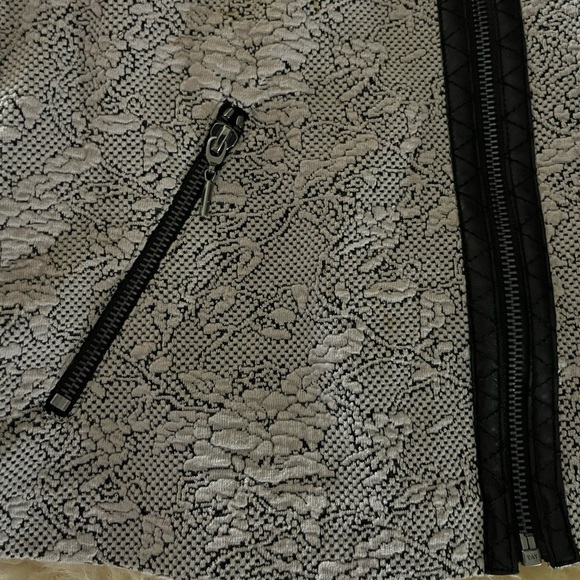 Rebecca Taylor Tan/Black Herringbone Wool/ Lambskin Leather Cropped Blazer - Picture 5 of 7